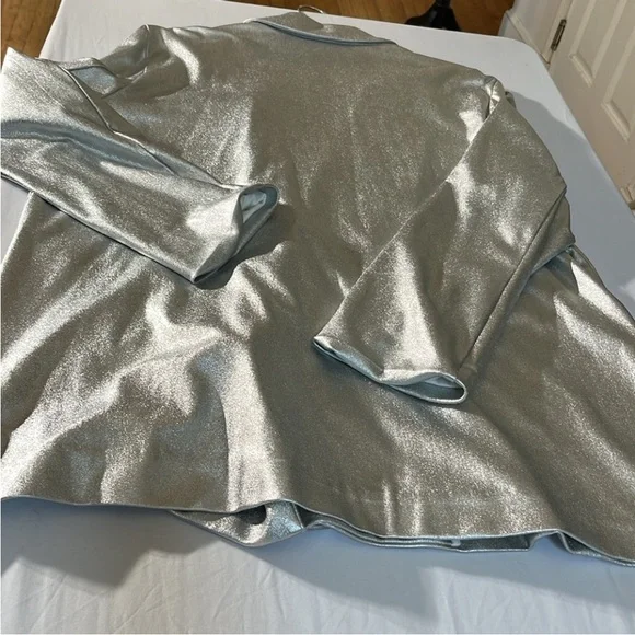 Jennifer Lopez JLO size Medium silver metallic double breasted blazer - Picture 9 of 14